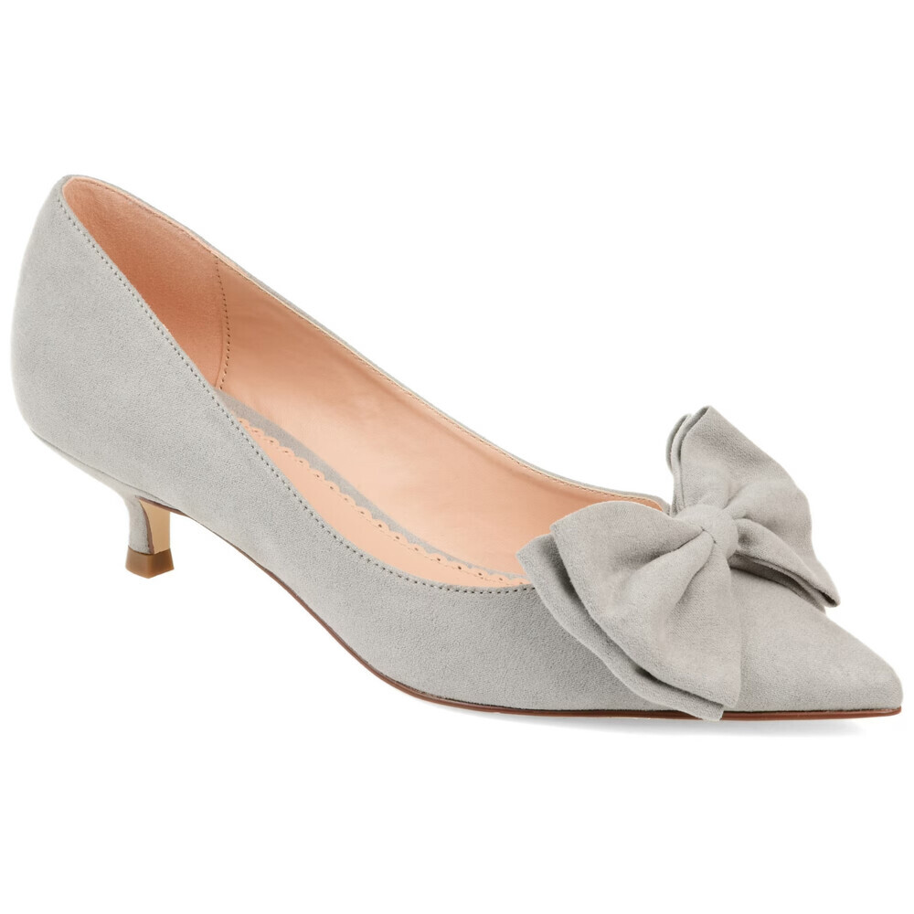 Journee Collection Orana Pump Women's US 7 Gray Faux Suede Kitten Heel HAWK087